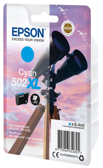Epson 502XL cartouche d'encre 1 pièce(s) Original Rendement élevé (XL) Cyan Epson